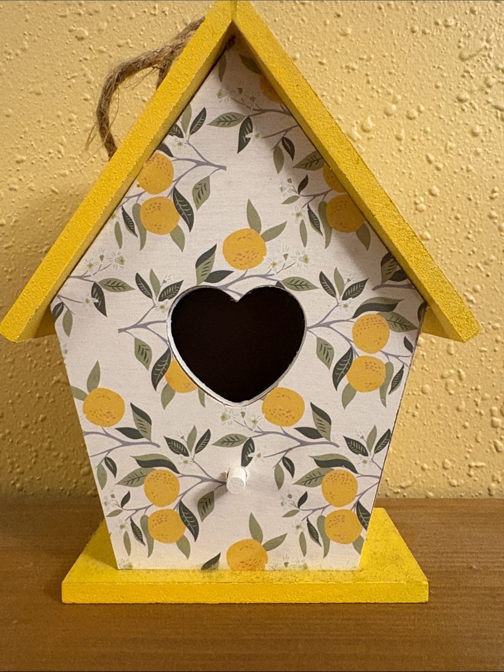 Source Unknown Yellow & White Heart-Cut Decorative Birdhouse